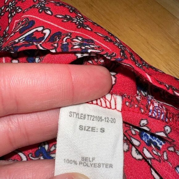 Altar’d State Red Boho Bandana Bell Sleeve Blouse Womens Small Preppy Chic - Picture 10 of 11